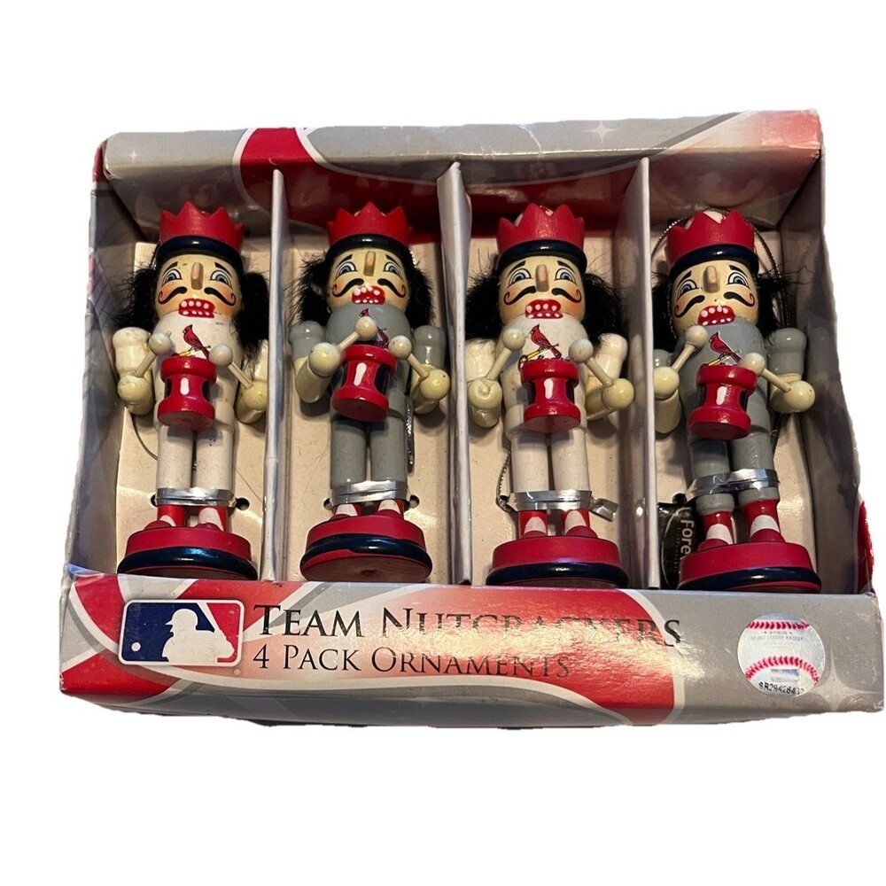MLB St. Louis  Cardinals Nutcracker Ornaments 4 pack NIB Christmas Decor
